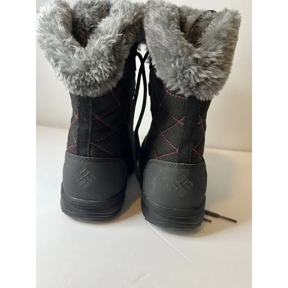 Columbia Size 4 Youth Black/Grey Faux Fur/Pink Trim
